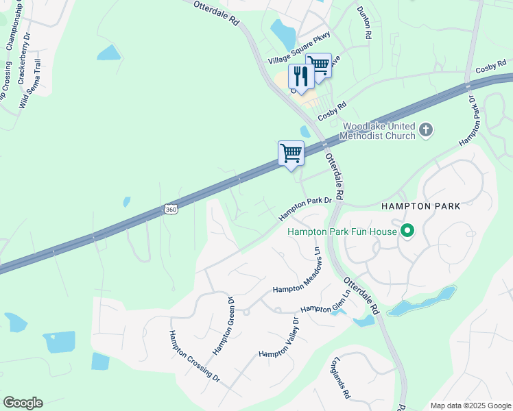 map of restaurants, bars, coffee shops, grocery stores, and more near 16221 White Oak Tree Court in Moseley