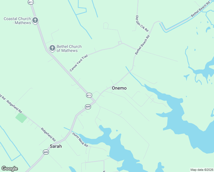 map of restaurants, bars, coffee shops, grocery stores, and more near 1876 Bethel Beach Road in Onemo