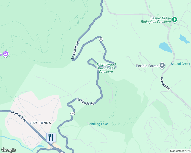 map of restaurants, bars, coffee shops, grocery stores, and more near 168 Sunrise Drive in Woodside