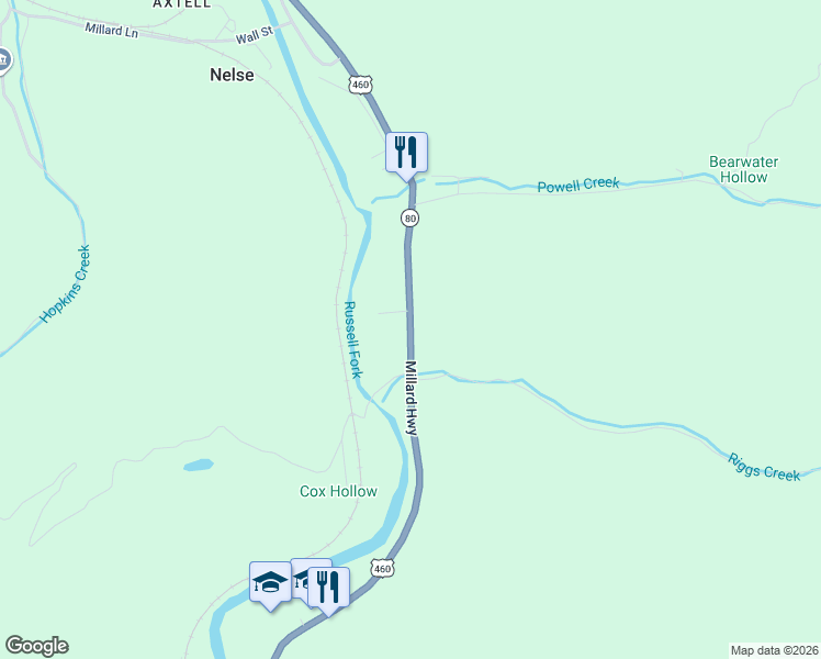 map of restaurants, bars, coffee shops, grocery stores, and more near 7188-7318 Millard Hwy in Pikeville