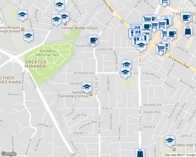 map of restaurants, bars, coffee shops, grocery stores, and more near 777 Los Altos Avenue in Los Altos