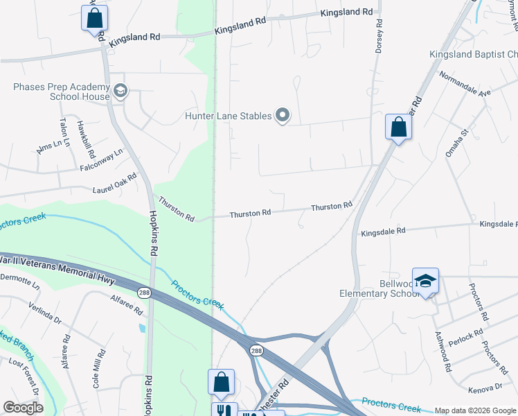 map of restaurants, bars, coffee shops, grocery stores, and more near 3806 Thurston Road in Richmond