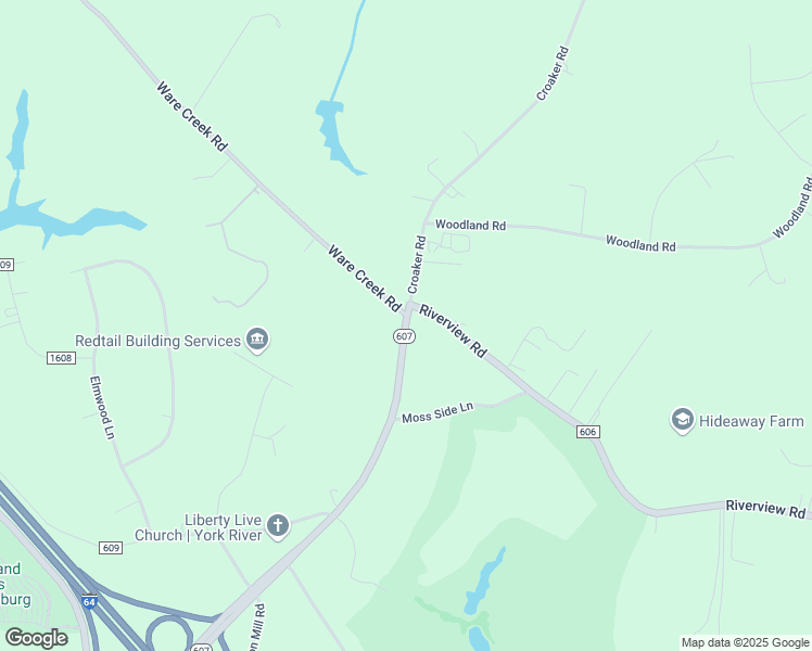 map of restaurants, bars, coffee shops, grocery stores, and more near 8431 Croaker Road in Williamsburg