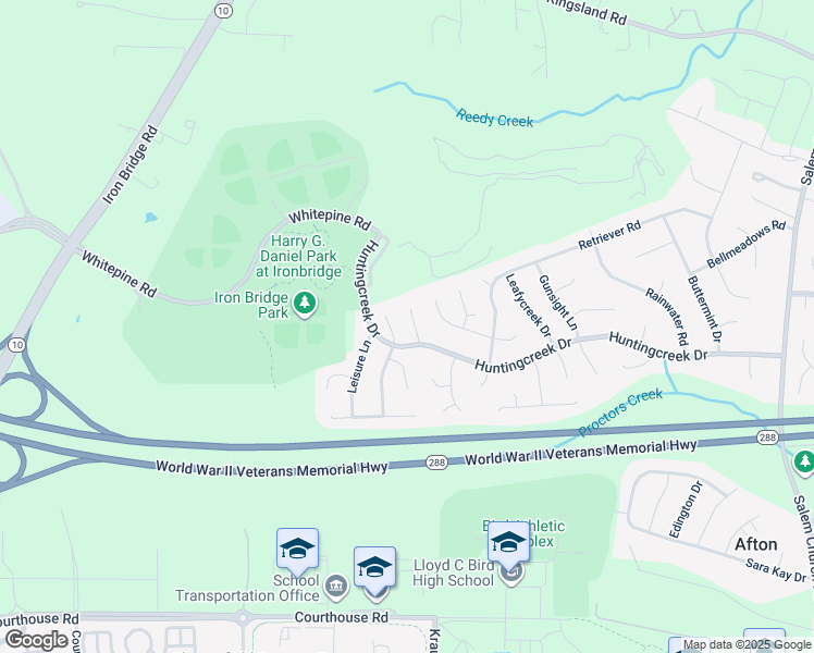 map of restaurants, bars, coffee shops, grocery stores, and more near 8712 Huntingcreek Circle in Richmond