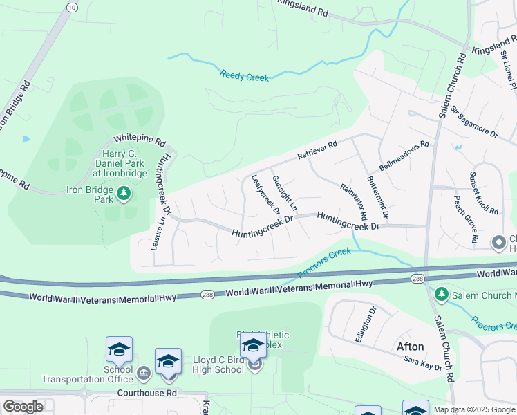 map of restaurants, bars, coffee shops, grocery stores, and more near 6002 Hunterstand Lane in Richmond