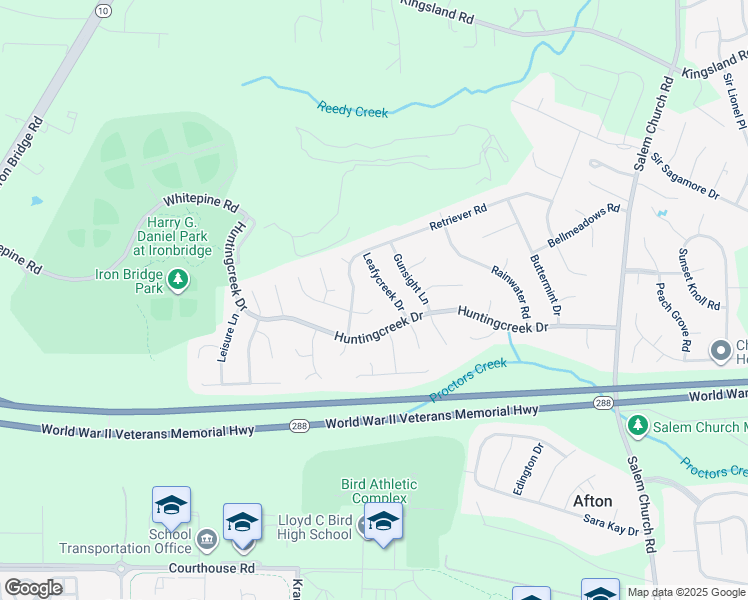 map of restaurants, bars, coffee shops, grocery stores, and more near 6002 Hunterstand Lane in Richmond
