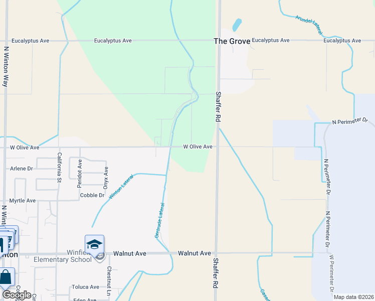 map of restaurants, bars, coffee shops, grocery stores, and more near 6143 Olive Avenue in Winton