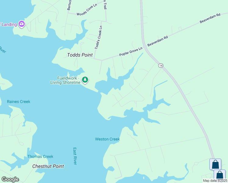 map of restaurants, bars, coffee shops, grocery stores, and more near 430 Weston Hall Road in Port Haywood