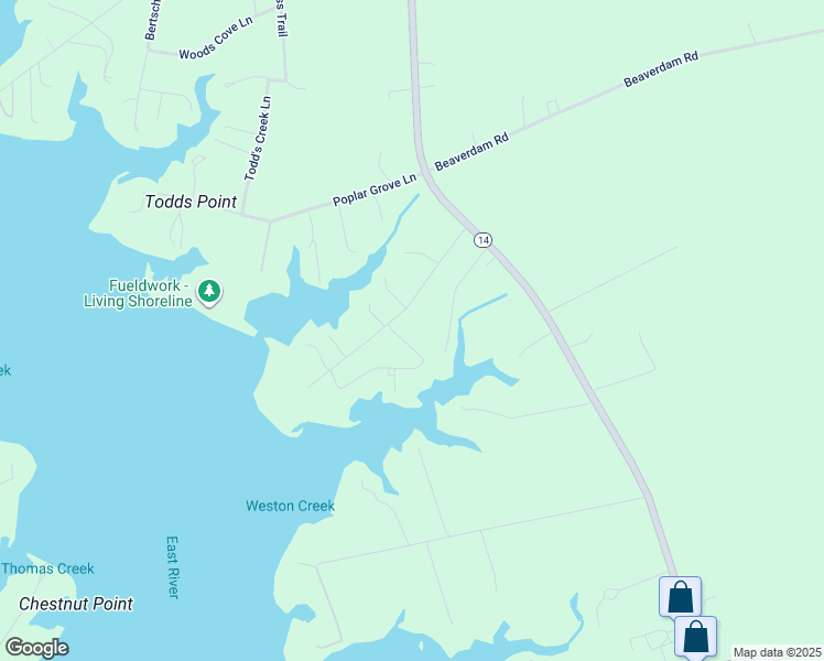 map of restaurants, bars, coffee shops, grocery stores, and more near 45 Hansford Circle in Port Haywood