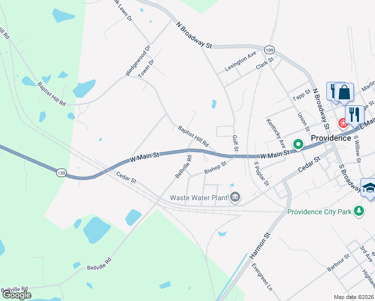 map of restaurants, bars, coffee shops, grocery stores, and more near 901 West Main Street in Providence