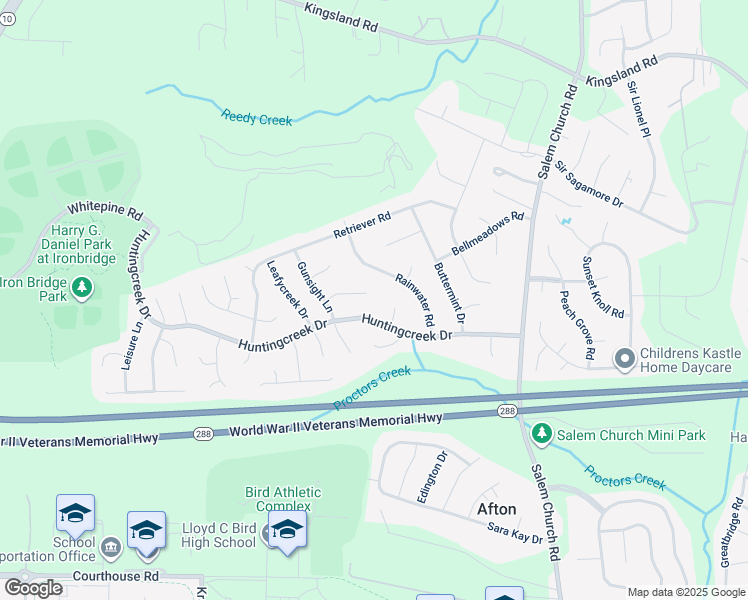 map of restaurants, bars, coffee shops, grocery stores, and more near 5801 Gunsight Terrace in Richmond