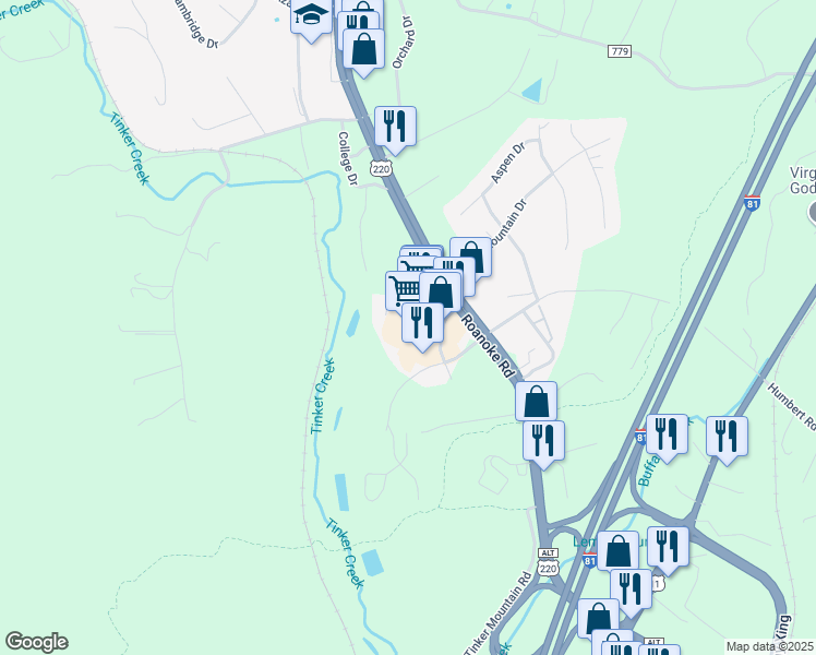 map of restaurants, bars, coffee shops, grocery stores, and more near 72 Kingston Drive in Daleville