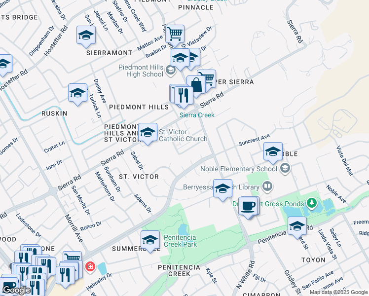 map of restaurants, bars, coffee shops, grocery stores, and more near 3218 Rockport Avenue in San Jose