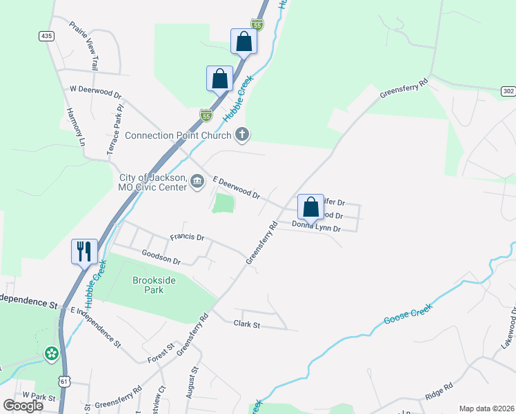 map of restaurants, bars, coffee shops, grocery stores, and more near 599 East Deerwood Drive in Jackson