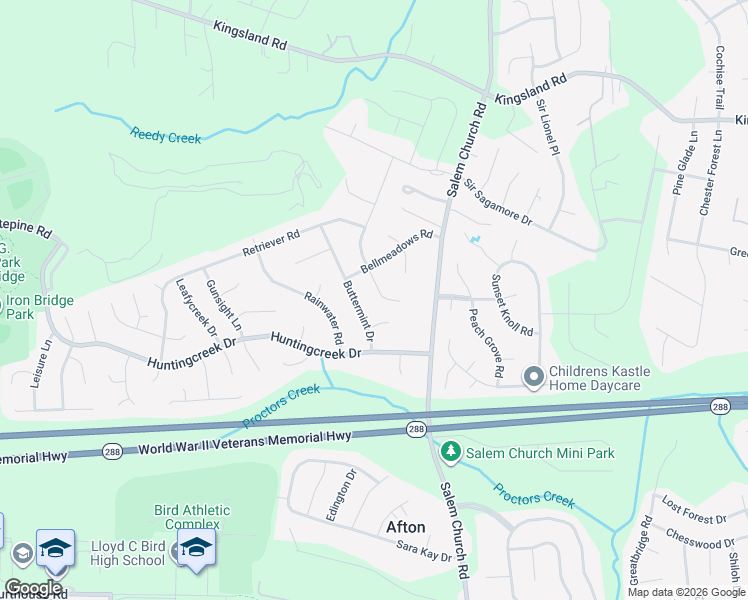 map of restaurants, bars, coffee shops, grocery stores, and more near 8622 Windingrun Lane in Richmond