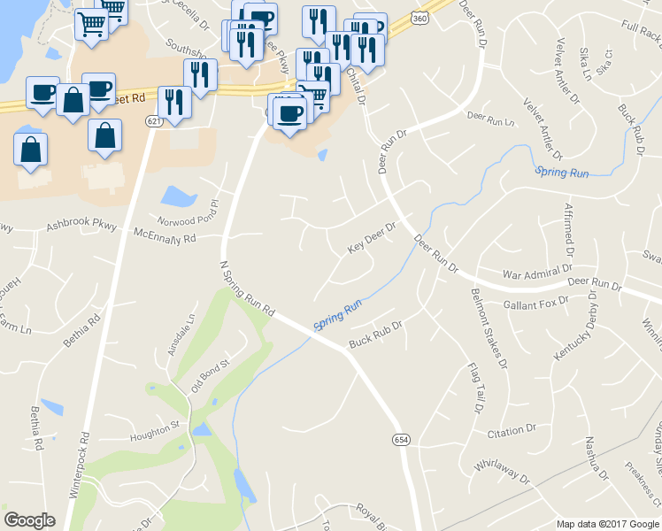 map of restaurants, bars, coffee shops, grocery stores, and more near 14236 Key Deer Drive in Midlothian