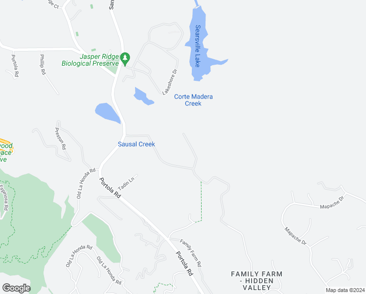map of restaurants, bars, coffee shops, grocery stores, and more near 310 Family Farm Road in Woodside