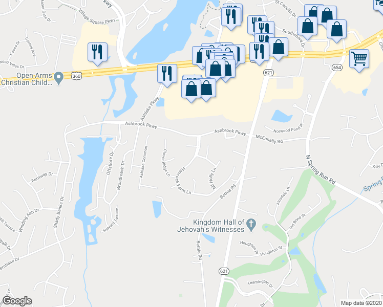 map of restaurants, bars, coffee shops, grocery stores, and more near 7612 Hancock Farm Lane in Chesterfield