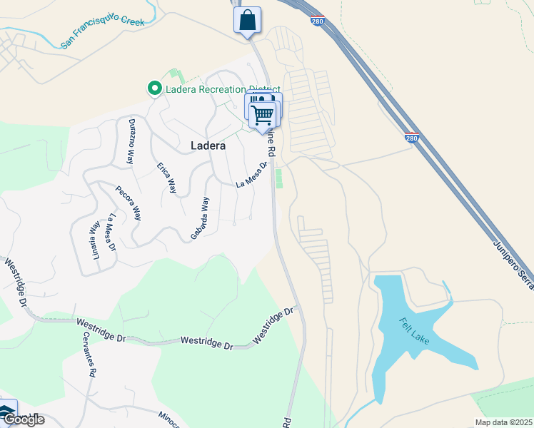 map of restaurants, bars, coffee shops, grocery stores, and more near 3280 Alpine Road in Portola Valley