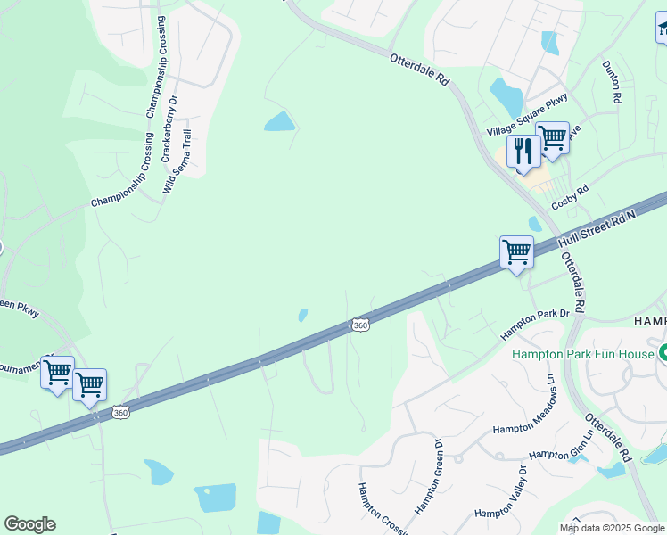 map of restaurants, bars, coffee shops, grocery stores, and more near 16600 Hull Street Road in Moseley