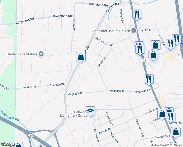 map of restaurants, bars, coffee shops, grocery stores, and more near 9213 South Carswell Street in Bellwood