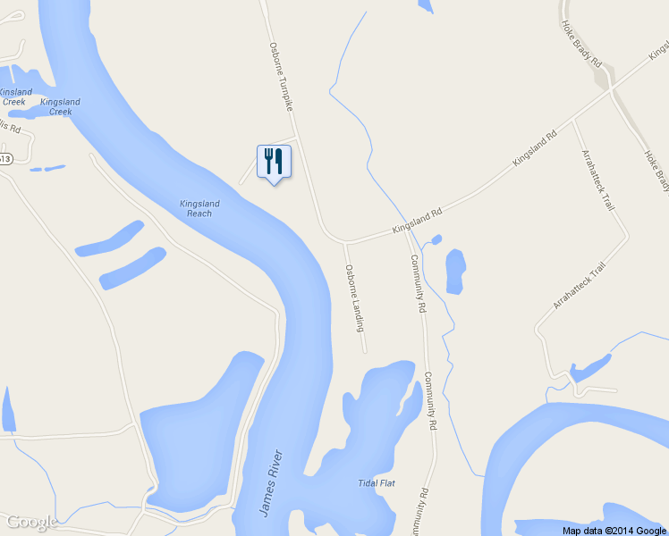 map of restaurants, bars, coffee shops, grocery stores, and more near 9740 Osborne Landing in Richmond