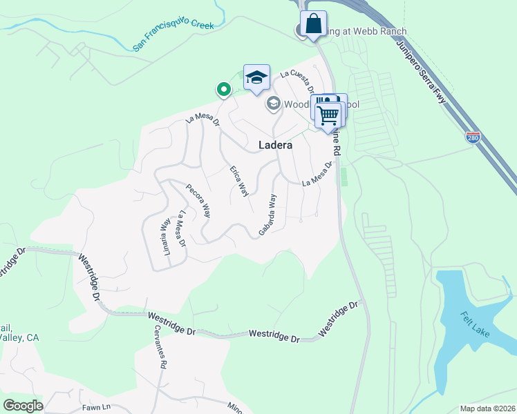 map of restaurants, bars, coffee shops, grocery stores, and more near 121 Escanyo Way in Menlo Park