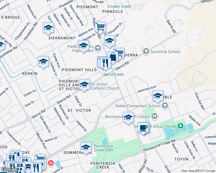 map of restaurants, bars, coffee shops, grocery stores, and more near 1199 Mirabeau Lane in San Jose