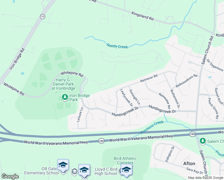 map of restaurants, bars, coffee shops, grocery stores, and more near 6105 Watchhaven Circle in Richmond