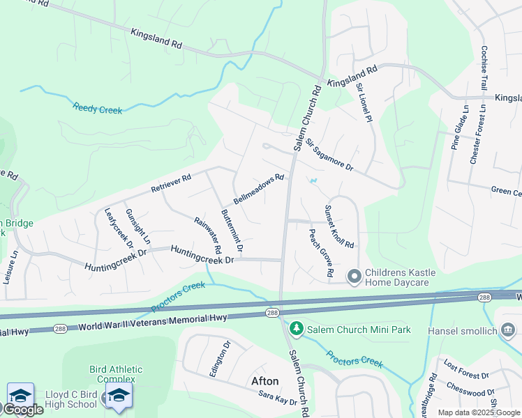 map of restaurants, bars, coffee shops, grocery stores, and more near 8612 Bellmeadows Terrace in Richmond
