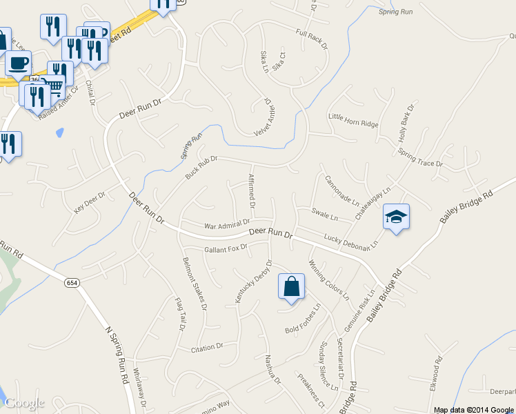map of restaurants, bars, coffee shops, grocery stores, and more near 7425 Affirmed Drive in Midlothian