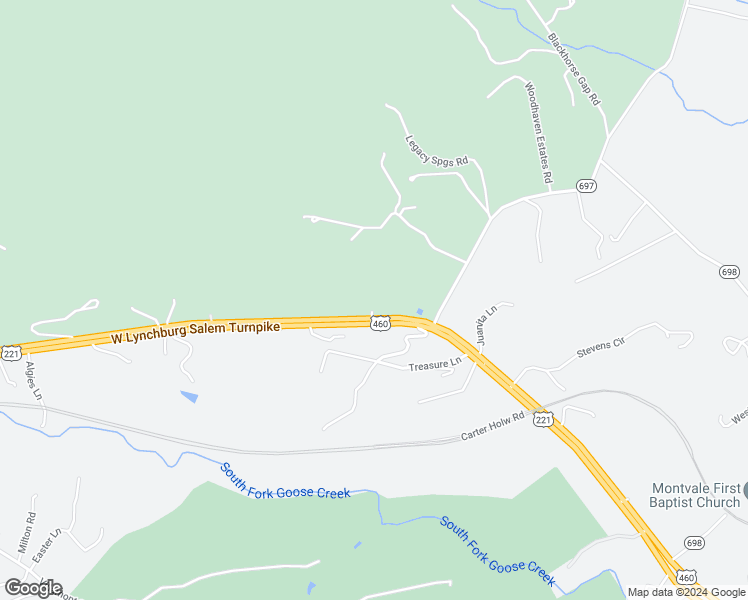 map of restaurants, bars, coffee shops, grocery stores, and more near 13055 West Lynchburg Salem Turnpike in Montvale