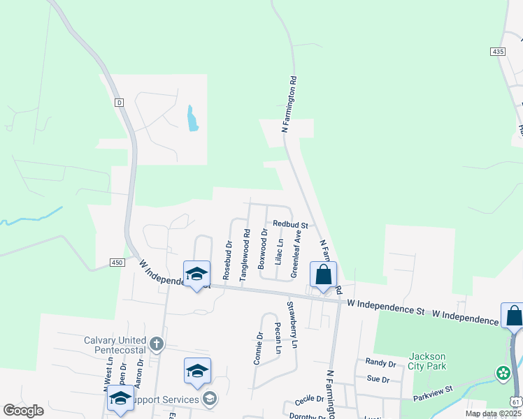 map of restaurants, bars, coffee shops, grocery stores, and more near 1661 Boxwood Drive in Jackson