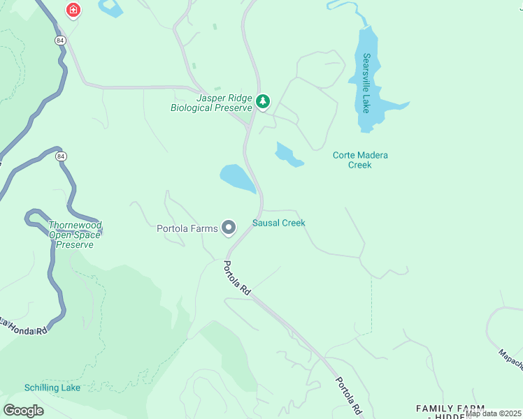 map of restaurants, bars, coffee shops, grocery stores, and more near Portola Road & Family Farm Road in Woodside