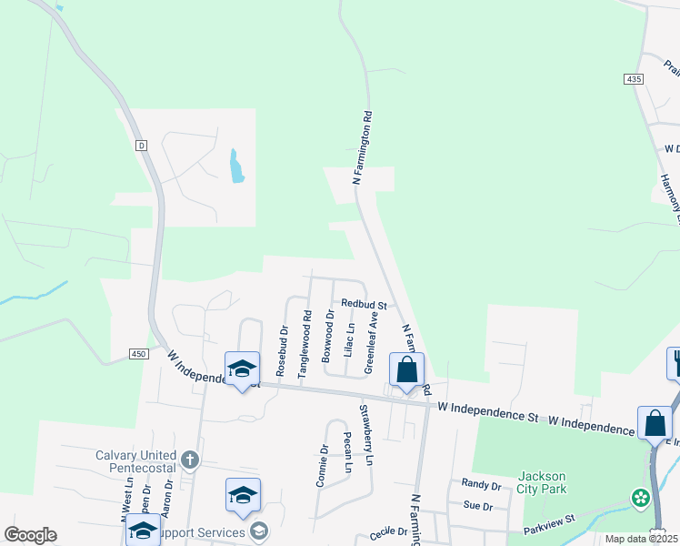 map of restaurants, bars, coffee shops, grocery stores, and more near 1661 Boxwood Drive in Jackson