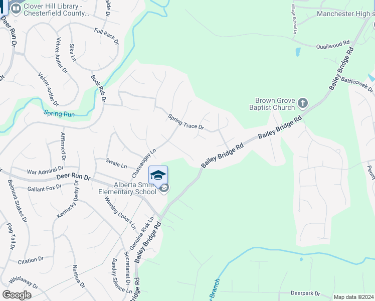 map of restaurants, bars, coffee shops, grocery stores, and more near 13318 Pharlap Turn in Midlothian