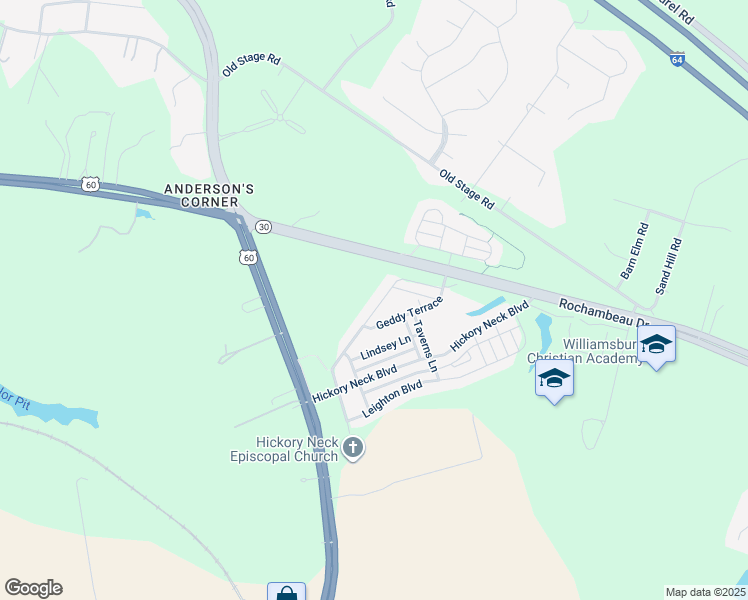 map of restaurants, bars, coffee shops, grocery stores, and more near 8451 Sheldon Branch Place in Toano