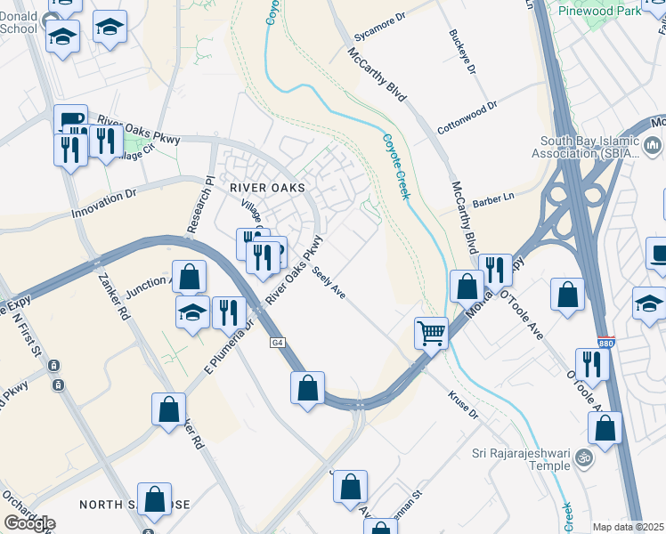 map of restaurants, bars, coffee shops, grocery stores, and more near 600 Epic Way in San Jose