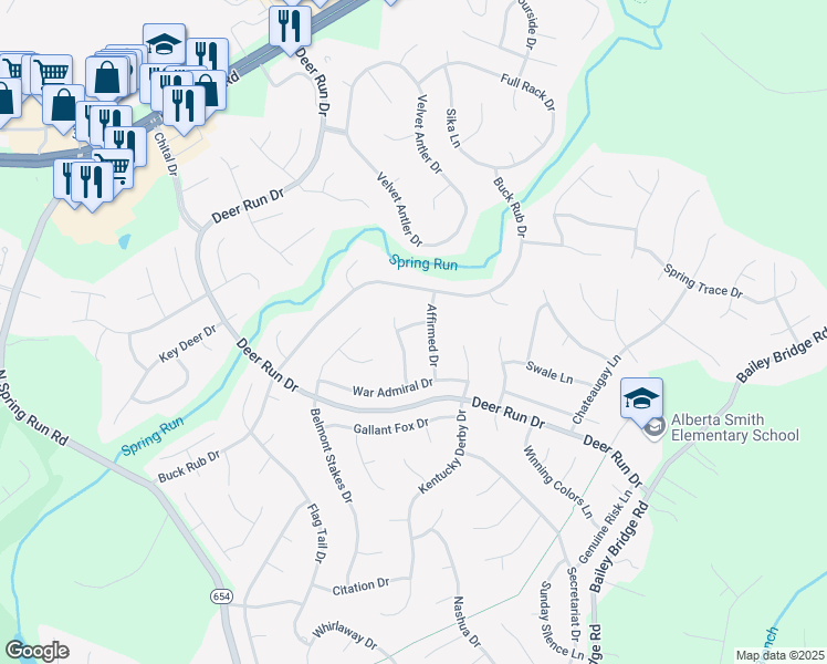 map of restaurants, bars, coffee shops, grocery stores, and more near 13813 Assault Drive in Midlothian