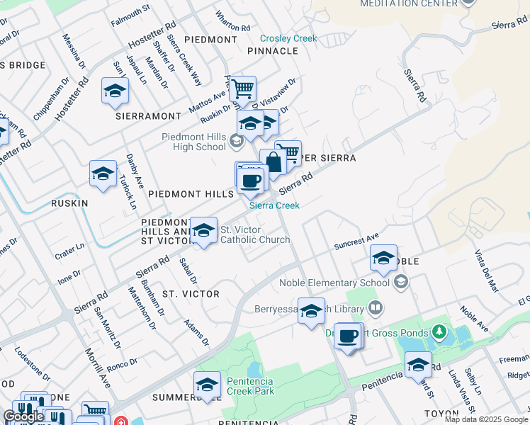 map of restaurants, bars, coffee shops, grocery stores, and more near 1294 Mirabeau Ct in San Jose