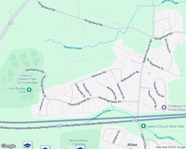 map of restaurants, bars, coffee shops, grocery stores, and more near 5800 Retriever Road in Richmond