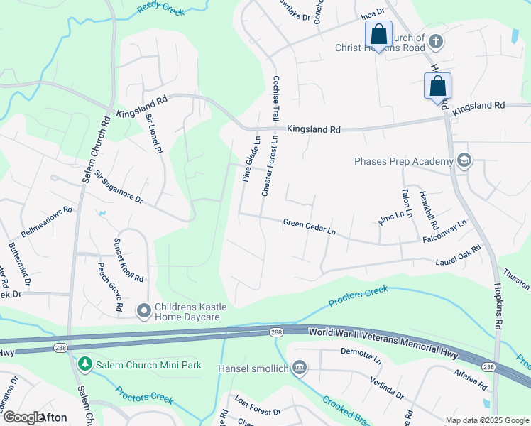 map of restaurants, bars, coffee shops, grocery stores, and more near 4418 Green Cedar Lane in Richmond