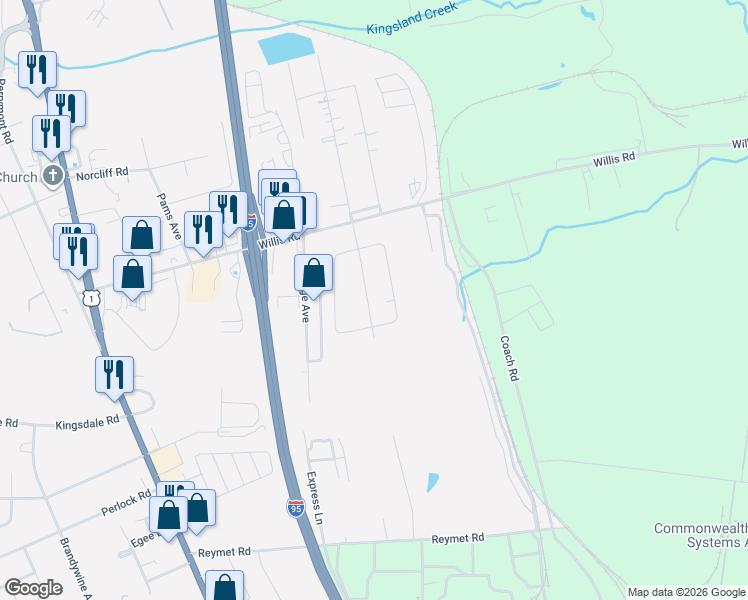 map of restaurants, bars, coffee shops, grocery stores, and more near 9349 Quinnford Boulevard in Richmond
