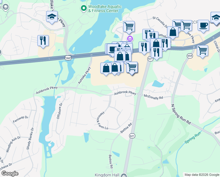 map of restaurants, bars, coffee shops, grocery stores, and more near 14523 hancock towns Dr in Chesterfield