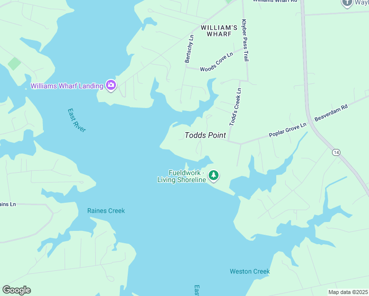 map of restaurants, bars, coffee shops, grocery stores, and more near 541 Poplar Grove Lane in Mathews