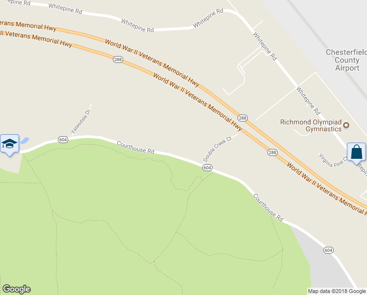 map of restaurants, bars, coffee shops, grocery stores, and more near 7800 Courthouse Road in Chesterfield