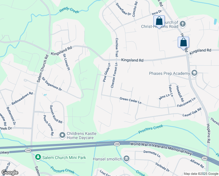 map of restaurants, bars, coffee shops, grocery stores, and more near 4418 Green Cedar Lane in Richmond