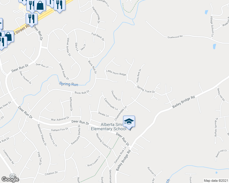 map of restaurants, bars, coffee shops, grocery stores, and more near 13636 Decidedly Court in Midlothian