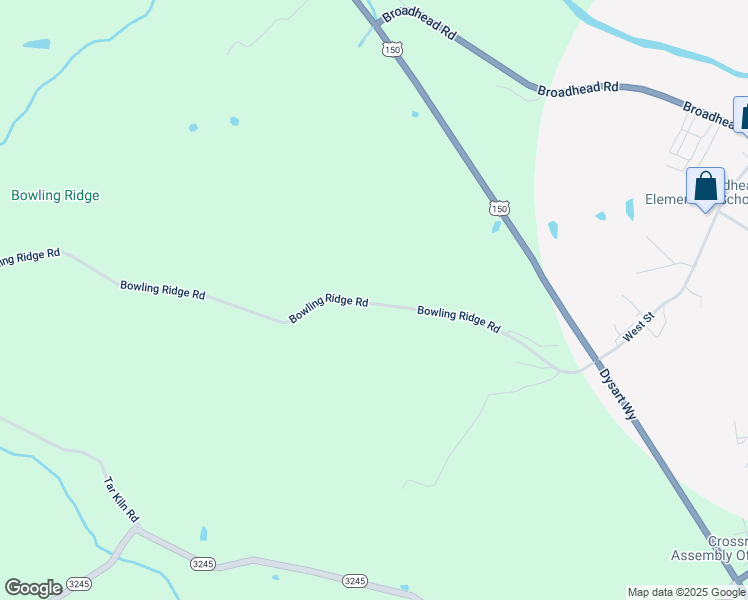 map of restaurants, bars, coffee shops, grocery stores, and more near 1487 Bowling Ridge Road in Brodhead