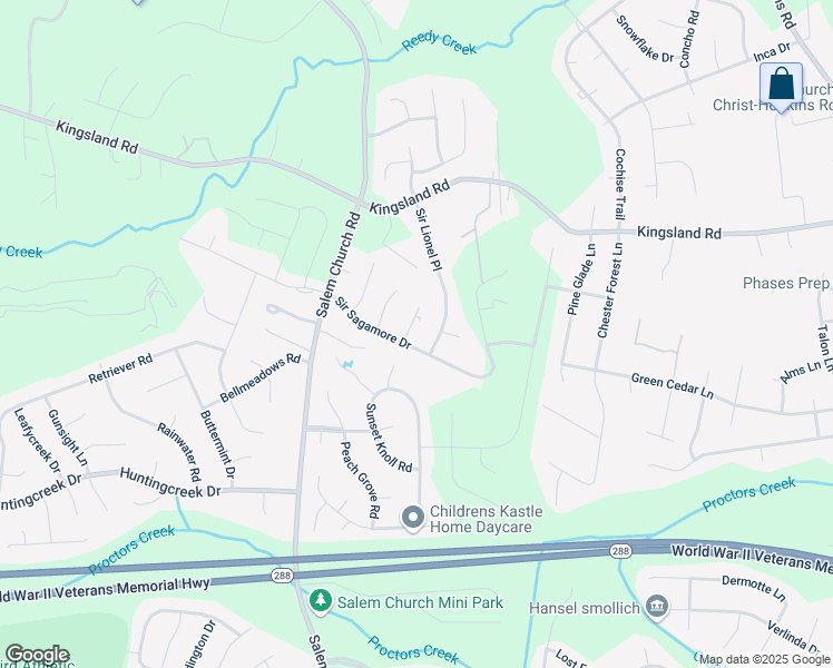 map of restaurants, bars, coffee shops, grocery stores, and more near 8425 Sir Dinnadan Court in Richmond